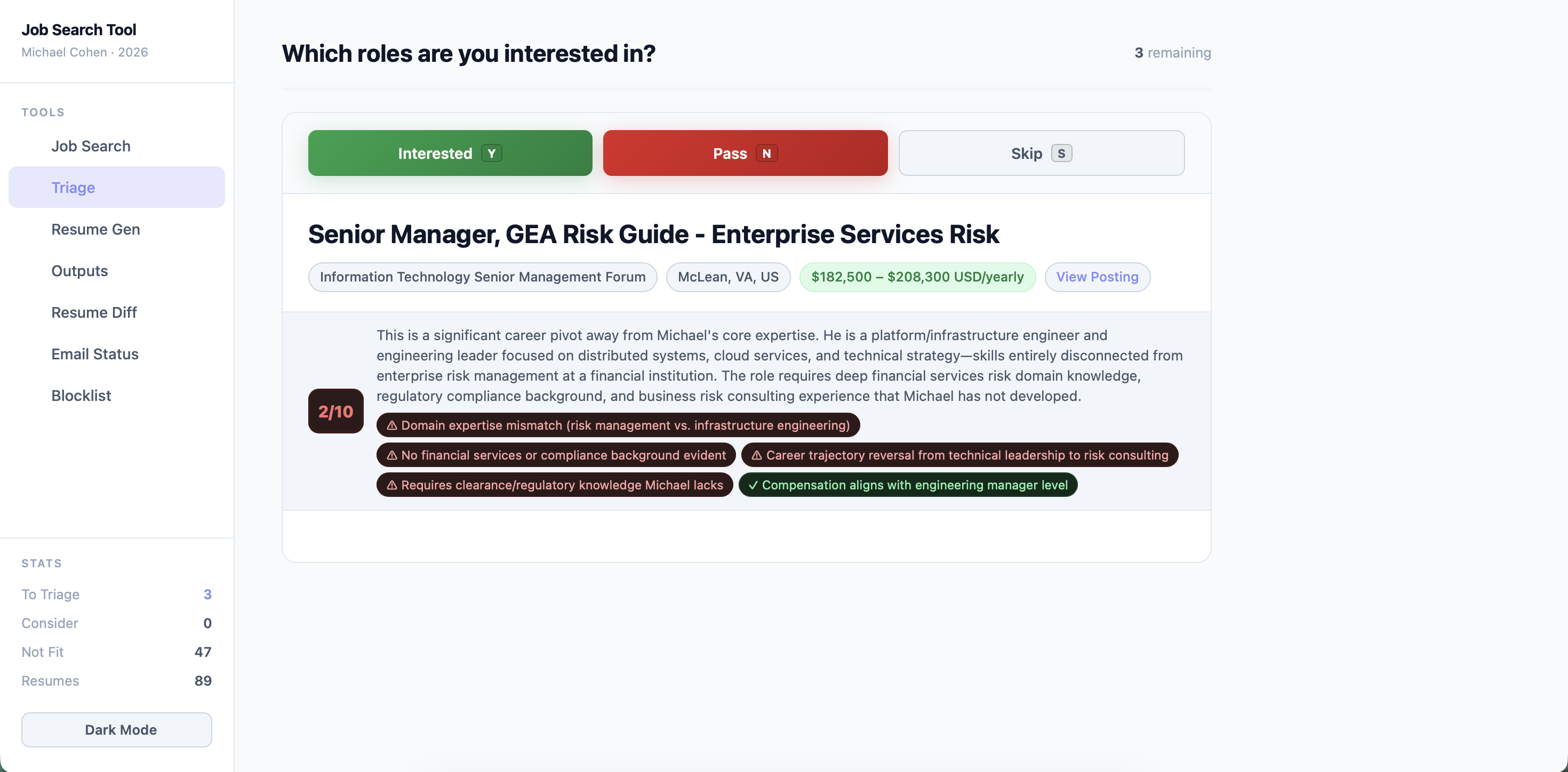Job search tool in action