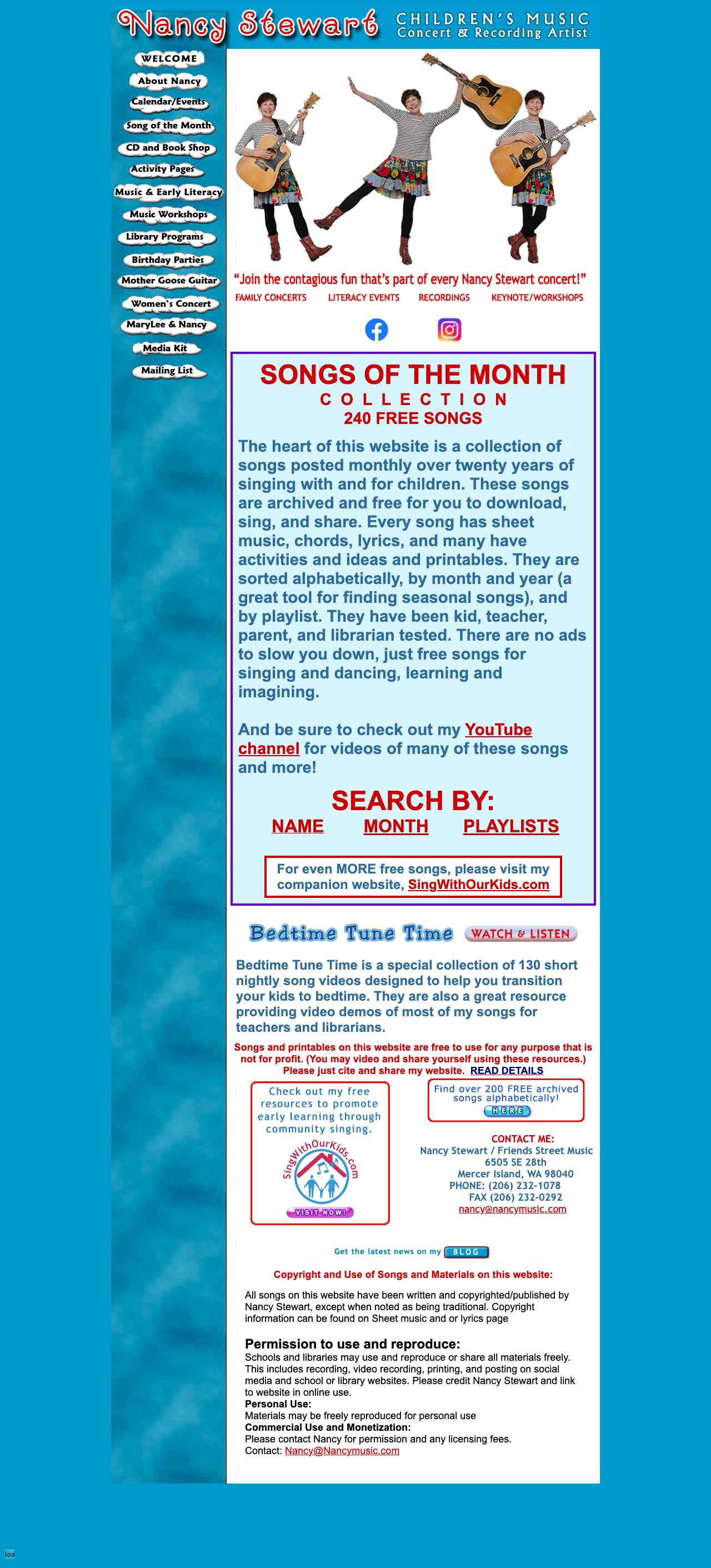 Live Nancy Music site before migration